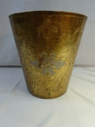 Vintage Florentine Toleware Waste Basket Trash Can Italy Florence Gold Gilt 3