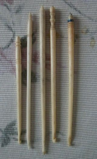 5 Vintage Antique Bovine Bone Crochet Hooks Sewing