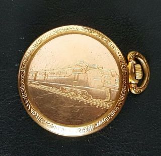 RARE Vintage AUSTIN 17 Jeweled Pocket Watch,  Engraved Train,  INCABLOC,  Gold 6