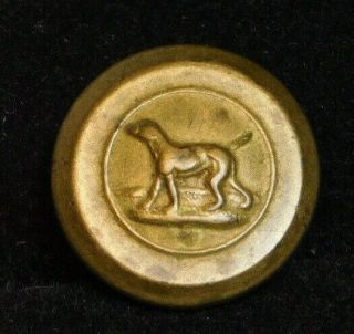 Small Antique Vintage Metal Button Brass Soporting Dog A13