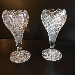 2 Antique American Cut Crystal Chalices 4.  5 Lbs