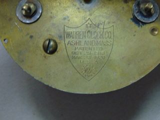 Vintage Round Brass Warren Clock Co Tetechron,  Repair,  Steampunk 6