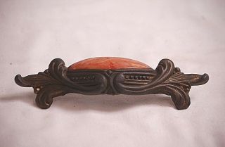 Old Vintage Waterfall Art Deco Orange Bakelite Drawer Pull Handle W Screws