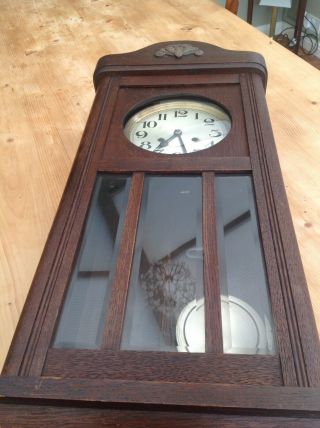 Antique Edwardian Oak Wall Clock