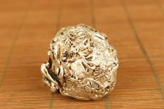 chinese old copper hand carved skull head statue figure netsuke 3