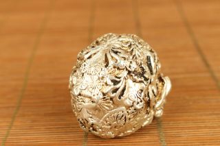 chinese old copper hand carved skull head statue figure netsuke 4