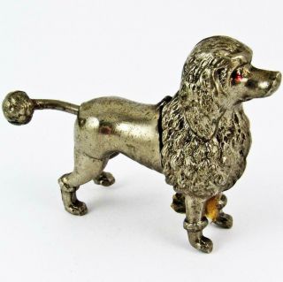 ANTIQUE POODLE DOG FIGURAL METAL WIND - UP TAIL TAPE MEASURE 6