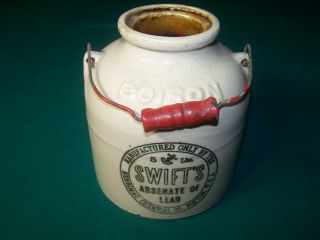 Antique Swifts Arsenate Of Lead Pioson 5 Lb.  Crock Stoneware