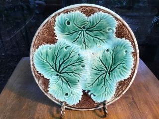 Antique Majolica Leaf Plate C.  1850 - 1880 Found In France