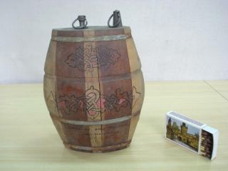 19c.  Cwe Antique Wooden Vessel Canteen Flask Bottle