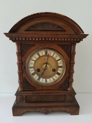 Antique H.  A.  C.  Chiming Mantle Clock For Spares Or Repairs