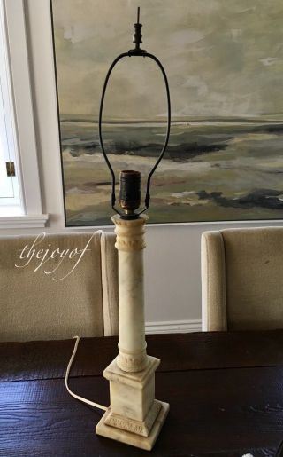 Vintage Alabaster Tall Column 26 " Table Lamp Neo - Classical Italy