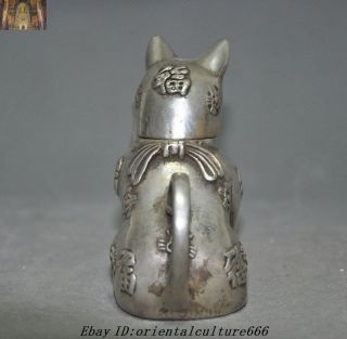 Marked Old Chinese Tibetan Silver Lucky Kitty Cat Statue kettle Teapot Wine Pot 4