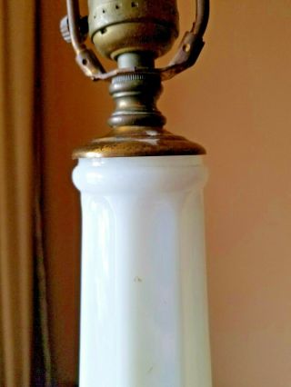 MID CENTURY CLASSIC FRENCH STYLE WHITE GLASS LAMP WITH BRASS 2