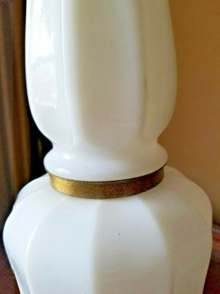 MID CENTURY CLASSIC FRENCH STYLE WHITE GLASS LAMP WITH BRASS 3