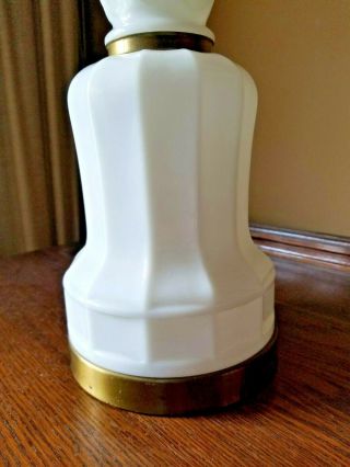 MID CENTURY CLASSIC FRENCH STYLE WHITE GLASS LAMP WITH BRASS 4