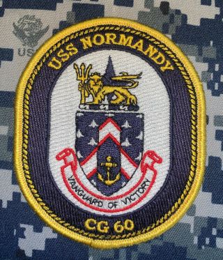 Usn Blue Digital Uss Normandy Cg 60 Vanguard Of Victory Patch (a82)