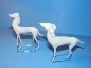 2 Antique Germany Blown Mercury Glass 3 " Dog Figurines