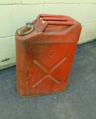 Vintage Usmc Red 5 Gal Jerry Gas Can Dot - 5l 20 - 5 - 76 Us G Willys Jeep