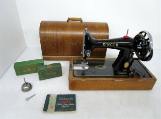 Antique Singer 99k Sewing Machine Serial No.  Ej149569 W/ Case,  Key