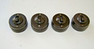 4 X Vintage Crabtree Bakelite & Ceramic Dolly Light Switches Uk Post