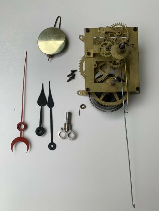 Rare Antique Waterbury 9 1/2” Short Drop Calendar Clock Movement Running Parts