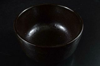G9695: Chinese Pottery Tenmoku glaze TEA BOWL Green tea tool w/box Tea Ceremony 4