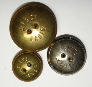 Antique/vintage Buttons 3 Brass Whistles Backmarked Ap & Cie Paris