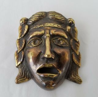 Antique Gilded Bronze Ornamental Spout Of A Roman Warrior Face