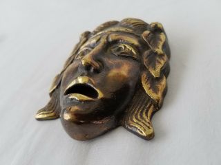 Antique Gilded Bronze Ornamental Spout of a Roman Warrior Face 3