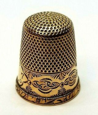 Antique 10k Gold Thimble Not Engraved With Scroll Work 3.  0 Grams Size 7