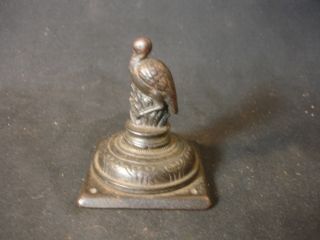 Old Vtg Antique Decorative Cast Iron Pelican Bird Lamp Top Set 3