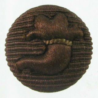 Victorian Era Fabric Button,  Fancy Molded Top Horn Of Plenty Button,  Dark Brown