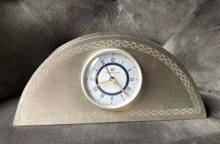 Rare Wedgwood Interiors 1999 Pewter Desk Mantel Clock Made In England -