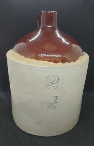 Vintage Western Stoneware Two Tone Crock Moonshine Whiskey Primitive Jug 2