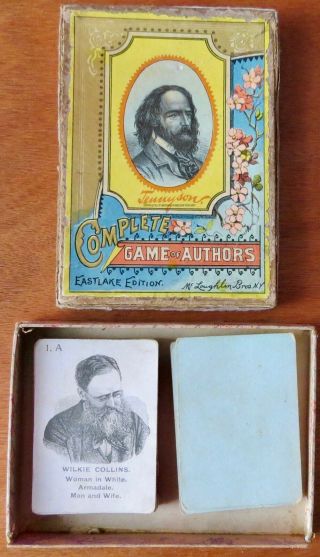 Antique 1887 Mcloughlin Brothers Game Of Authors - Eastlake Edition - Tennyson