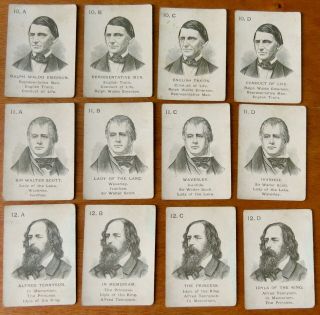 Antique 1887 McLOUGHLIN BROTHERS GAME OF AUTHORS - EASTLAKE EDITION - TENNYSON 5