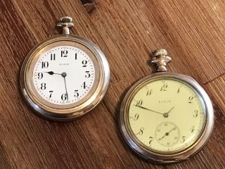 2 Vintage Antique Elgin Pocket Watches Not Work