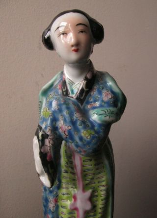 Signed ANTIQUE old Chinese Republic Period Famille Rose Porcelain female figure 6