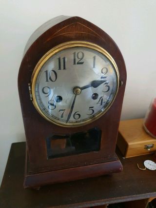 Antique Badische Uhrenfabrik Striking Mantel Clock For Restoration -