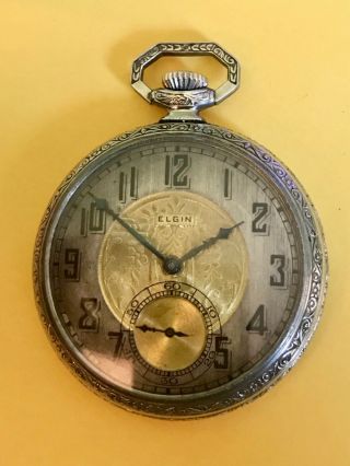 1927 Elgin Pocket Watch - Does Not Run - Diameter = 1 3/4 - 14k G.  F.  C.