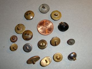 Antique Small Glass Buttons in Metal Settings 4