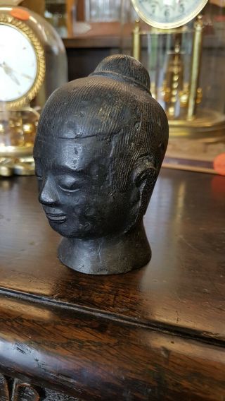 Old Rare Brass/bronze Buddha Head H 9.  5cm Tibetan