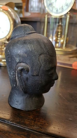 Old rare Brass/Bronze Buddha Head H 9.  5cm tibetan 3