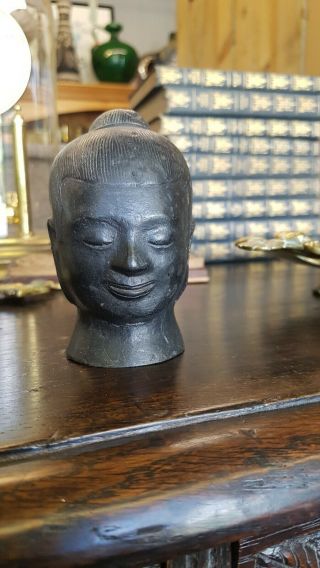 Old rare Brass/Bronze Buddha Head H 9.  5cm tibetan 6