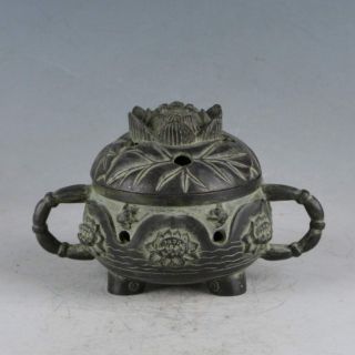 Chinese Old Bronze Lotus Incense Burner Made During The Qianlong Period