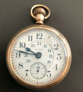 Elgin Bw Raymond Railroad Gr.  240 19j Openface Gold Tone Non Pocket Watch