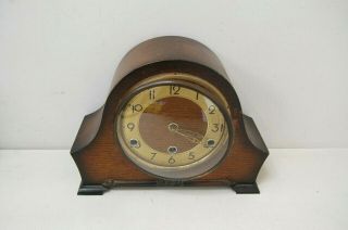 Vintage Bentima Oak Art Deco Mantel Clock - No Key