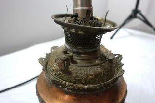 Antique B & H Bradley Hubbard Oil Lamp Brass Copper Converted Table Lamp 7
