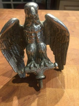 Antique Heavy Chromed American Bald Eagle Flag Pole Topper Finial